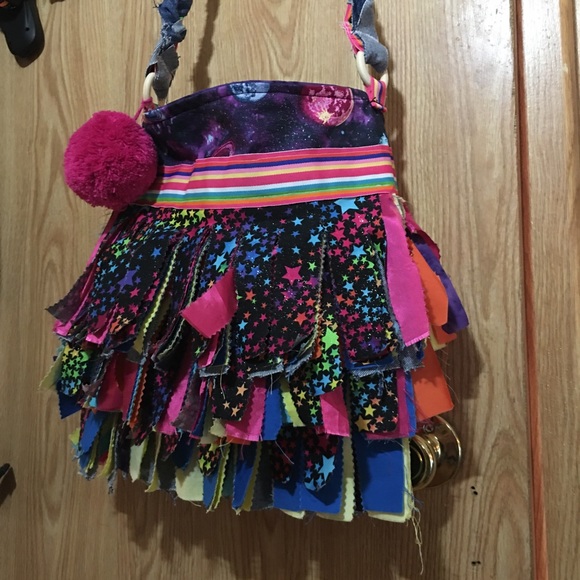Handmade Colorful Denim & Multicolored fringe bag - Picture 9 of 10